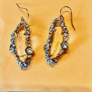 ALEXIS BITTAR • Vintage Lucite Crystal Mosaic Framed Leafy Earrings